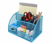 Organisateur de bureau en métal bleu